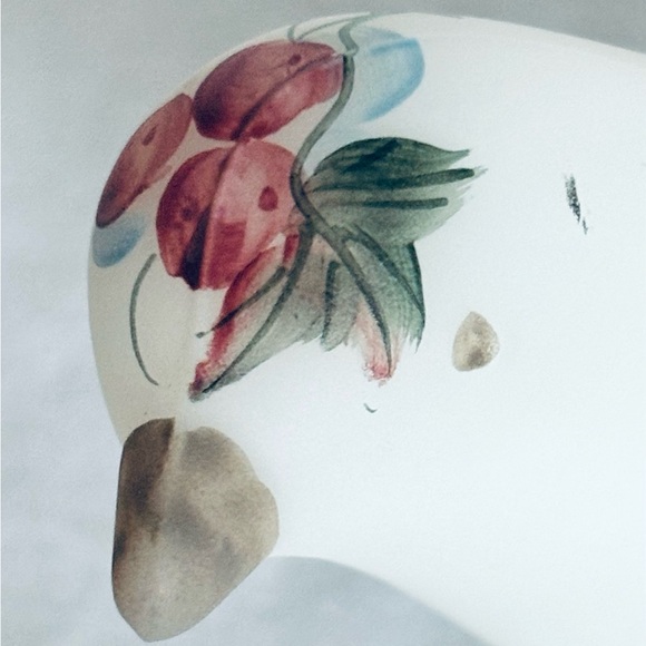 Vintage Fenton Satin Glass Bird Of Happiness Painted Berries Charlotte Smith - Picture 3 of 6